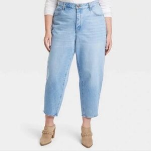 New Universal Thread High Rise Barrel Jeans In Medium Wash Size 24W Plus Size